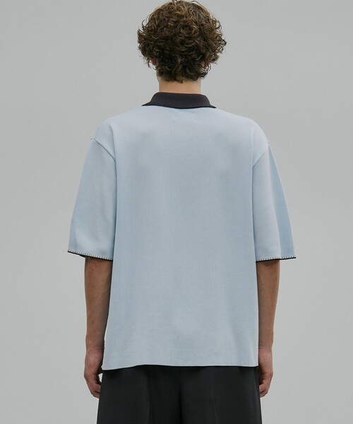 バイカラーステッチ サマーニットポロ 接触冷感｜吸放湿性