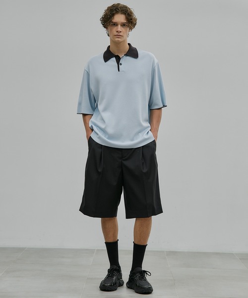 UNITED TOKYO(ユナイテッドトウキョウ)の「バイカラーステッチ サマーニットポロ 接触冷感|吸放湿性(ポロシャツ・メンズ・サックスブルー/ブラック・1/2)」の14枚目の写真
