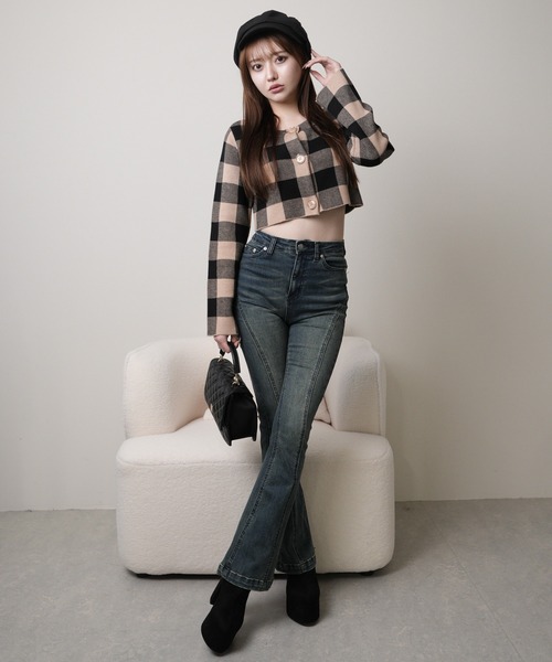 セール】レトロチェックアンサンブルニットワンピース（ワンピース