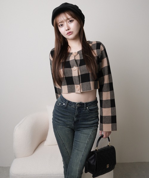 レトロチェックアンサンブルニットワンピース（ワンピース