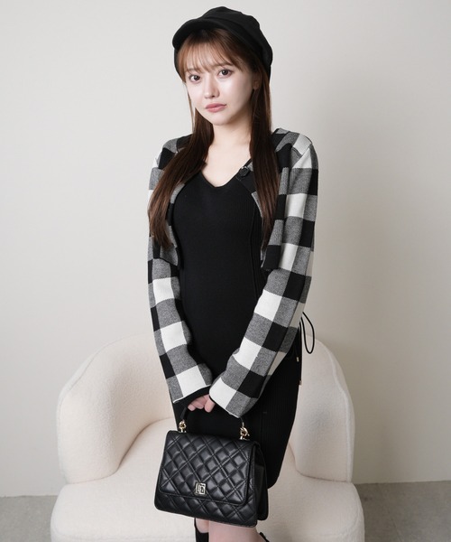 セール】レトロチェックアンサンブルニットワンピース（ワンピース