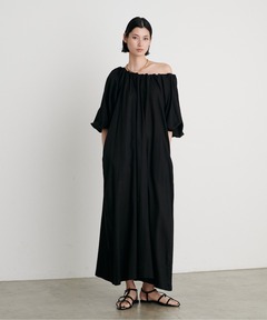 MUJI Labo 黒 ラミーノースリーブタックワンピース M無印良品 婦人 ラミーノースリーブタックワンピース | 無印良品
