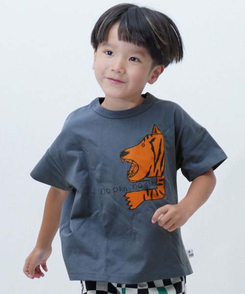 MARKEY'S(マーキーズ)の「マエウシロプリントTシャツ(Tシャツ/カットソー・キッズ・パープル/ライトグリーン/ブラウン/グリーン/オフホワイト・XS/S/M/L/LL)」の5枚目の写真