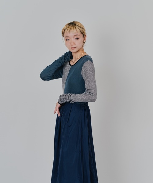 DOLLUPOOPS（ドールアップウップス）の「配色切替ワンピース（ワンピース・レディース・チャコールグレー/ブラック/ダークネイビー・38）」の8枚目の写真