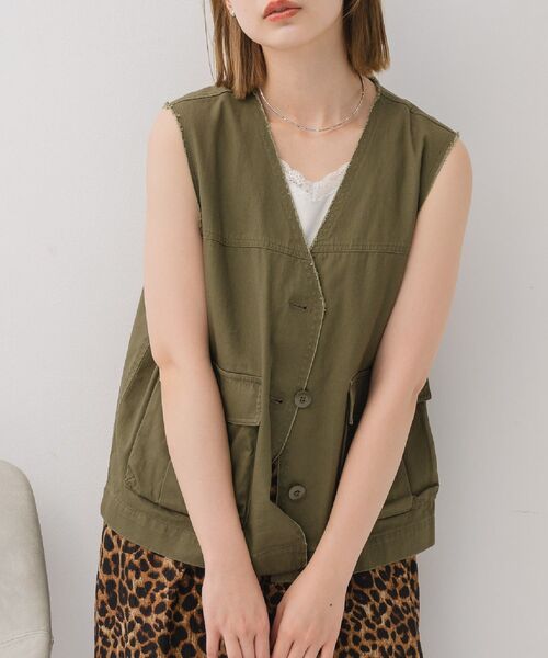 RETRO GIRL（レトロガール）の「ツイルベスト（ベスト・レディース・ベージュ/ダークブラウン/ダークグリーン・FREE）」の3枚目の写真