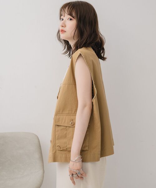 RETRO GIRL（レトロガール）の「ツイルベスト（ベスト・レディース・ベージュ/ダークブラウン/ダークグリーン・FREE）」の10枚目の写真