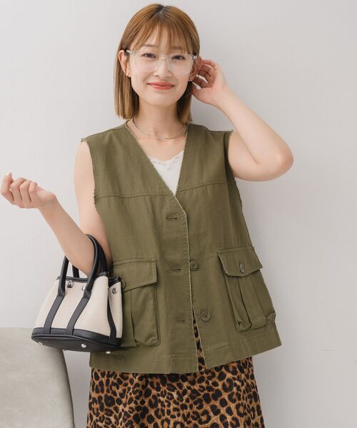 RETRO GIRL（レトロガール）の「ツイルベスト（ベスト・レディース・ベージュ/ダークブラウン/ダークグリーン・FREE）」の15枚目の写真