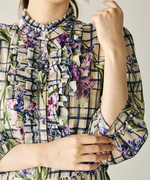 フラワーチェックプリントワンピース（ワンピース）｜Audie a Muses