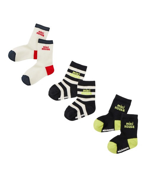 MIKI HOUSE(ミキハウス)の「【WEB限定】ソックスパック3足セット(ソックス/靴下・キッズ・ラベンダー/ロイヤルブルー/ベージュ/ブラック・17-19cm/15-17cm/13-15cm/11-13cm)」の1枚目の写真