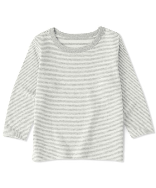 無印良品（ムジルシリョウヒン）の「ベビー　あたまするっと　接結編みクルーネック長袖Ｔシャツ（Tシャツ/カットソー・キッズ・ベージュ系/グレー系/ネイビー系・80/90/100）」の2枚目の写真