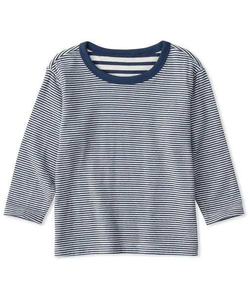 無印良品（ムジルシリョウヒン）の「ベビー　あたまするっと　接結編みクルーネック長袖Ｔシャツ（Tシャツ/カットソー・キッズ・ベージュ系/グレー系/ネイビー系・80/90/100）」の3枚目の写真