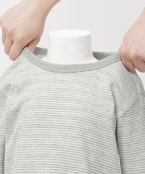 無印良品（ムジルシリョウヒン）の「ベビー　あたまするっと　接結編みクルーネック長袖Ｔシャツ（Tシャツ/カットソー・キッズ・ベージュ系/グレー系/ネイビー系・80/90/100）」の8枚目の写真