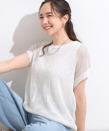 Cutie Blonde | 【2点セット/S-LL】キラリと光るラメがポイント メッシュロゴニット+タンクトップ(その他トップス)