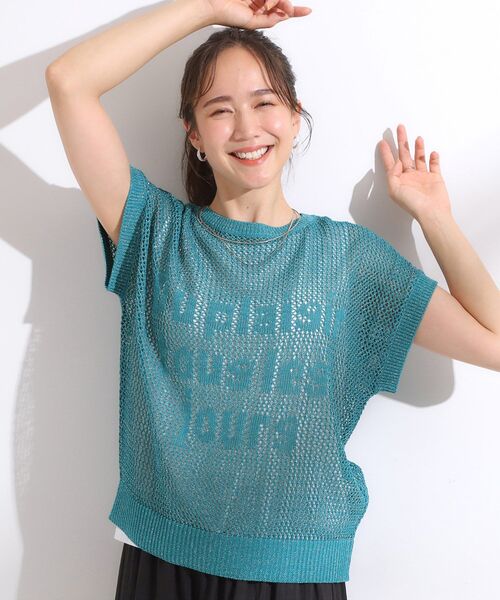 Cutie Blonde（キューティーブロンド）の「【2点セット/S-LL】キラリと光るラメがポイント メッシュロゴニット+タンクトップ（その他トップス・レディース・ブラック/ブルー/ホワイト・04/03/02/01）」の3枚目の写真