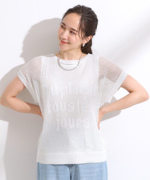 Cutie Blonde（キューティーブロンド）の「【2点セット/S-LL】キラリと光るラメがポイント メッシュロゴニット+タンクトップ（その他トップス・レディース・ブラック/ブルー/ホワイト・04/03/02/01）」の4枚目の写真