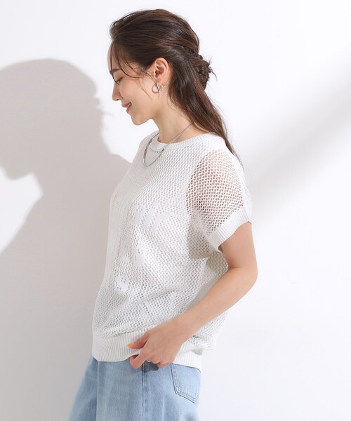 Cutie Blonde（キューティーブロンド）の「【2点セット/S-LL】キラリと光るラメがポイント メッシュロゴニット+タンクトップ（その他トップス・レディース・ブラック/ブルー/ホワイト・04/03/02/01）」の5枚目の写真