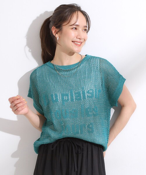 Cutie Blonde（キューティーブロンド）の「【2点セット/S-LL】キラリと光るラメがポイント メッシュロゴニット+タンクトップ（その他トップス・レディース・ブラック/ブルー/ホワイト・04/03/02/01）」の12枚目の写真