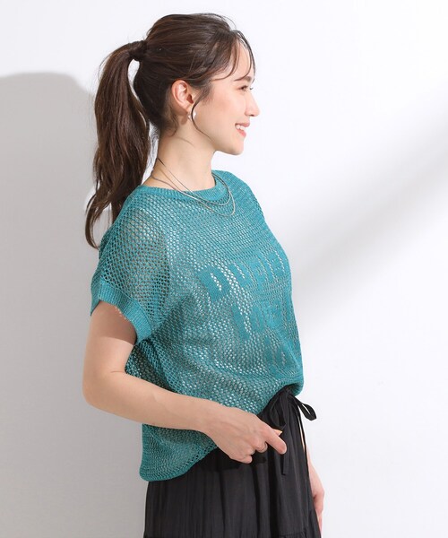 Cutie Blonde（キューティーブロンド）の「【2点セット/S-LL】キラリと光るラメがポイント メッシュロゴニット+タンクトップ（その他トップス・レディース・ブラック/ブルー/ホワイト・04/03/02/01）」の13枚目の写真