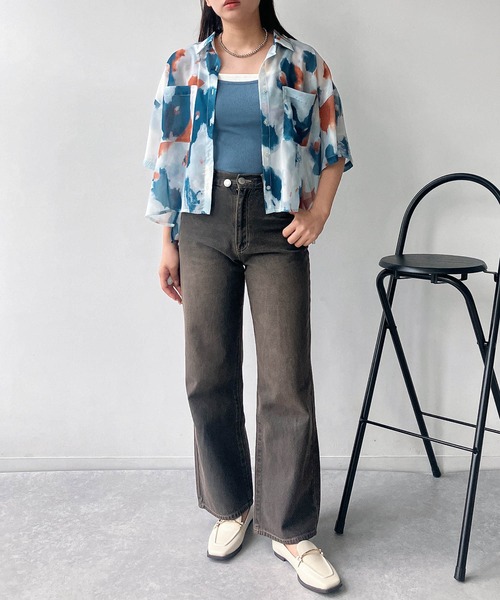 AS KNOW AS plus(アズノゥアズプラス)の「●ダブルポケット付き スリット入り シアー半袖シャツ(シャツ/ブラウス・レディース・ホワイト系/ブルー系/その他/ブラック系/ブラック系その他/ホワイト系その他・FREE)」の12枚目の写真
