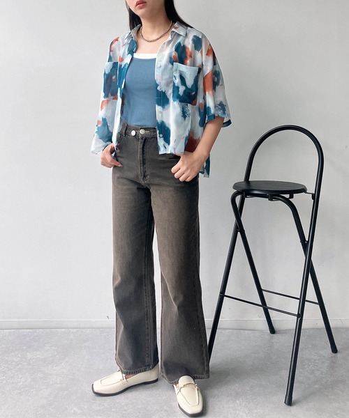 AS KNOW AS plus(アズノゥアズプラス)の「●ダブルポケット付き スリット入り シアー半袖シャツ(シャツ/ブラウス・レディース・ホワイト系/ブルー系/その他/ブラック系/ブラック系その他/ホワイト系その他・FREE)」の13枚目の写真