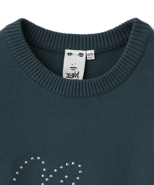 X-girl（エックスガール）の「STUDDED LOGO KNIT TOP（ニット/セーター・レディース・ブラウン/ネイビー/ブラック・ONE SIZE）」の10枚目の写真