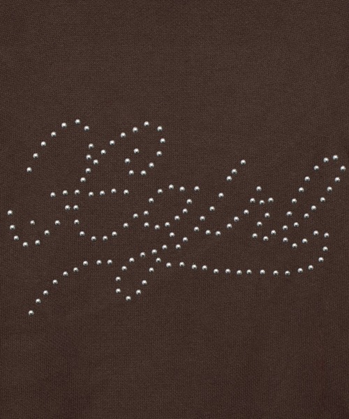 X-girl（エックスガール）の「STUDDED LOGO KNIT TOP（ニット/セーター・レディース・ブラウン/ネイビー/ブラック・ONE SIZE）」の8枚目の写真