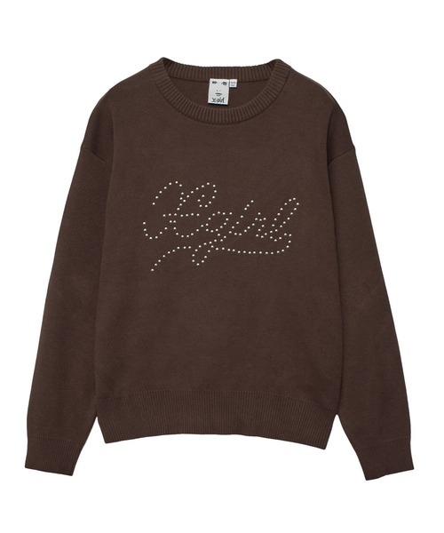 X-girl（エックスガール）の「STUDDED LOGO KNIT TOP（ニット/セーター・レディース・ブラウン/ネイビー/ブラック・ONE SIZE）」の17枚目の写真