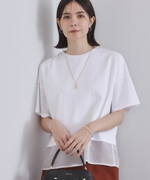 OPAQUE.CLIP | 裾シアードッキングボクシーTシャツ【洗濯機洗い可】(Tシャツ/カットソー)