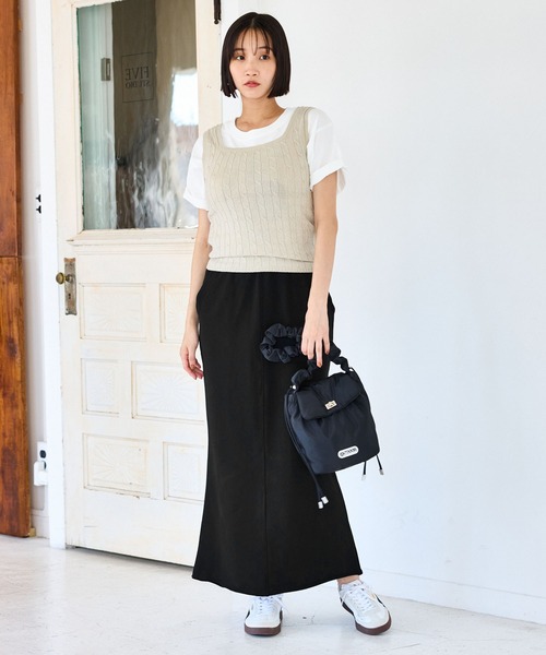 VIS（ビス）の「ミニ裏毛ナロースカート（スカート・レディース・ライトグレー/ブラック・FREE）」の7枚目の写真