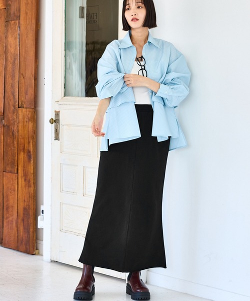 VIS（ビス）の「ミニ裏毛ナロースカート（スカート・レディース・ライトグレー/ブラック・FREE）」の11枚目の写真