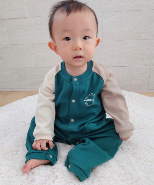 COMME CA ISM（コムサイズム）の「サークルプリントツーウェイオール（ロンパース・キッズ・グリーン/オフホワイト/ブラック/オートミール・60-80cm）」の4枚目の写真