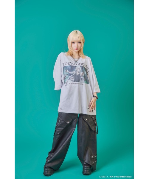 Revo.（レボ）の「『東京喰種 トーキョーグール』×『P.N UNDERGROUND ピー エヌ アンダーグラウンド』コラボ / 鈴屋什造（すずや じゅうぞう） グラフィックプリント ダメージ加工 Tシャツ（Tシャツ/カットソー・メンズ・グレー系/ホワイト/ブラック・M/L/44/46）」の10枚目の写真