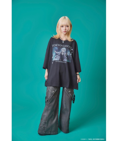 Revo.（レボ）の「『東京喰種 トーキョーグール』×『P.N UNDERGROUND ピー エヌ アンダーグラウンド』コラボ / 鈴屋什造（すずや じゅうぞう） グラフィックプリント ダメージ加工 Tシャツ（Tシャツ/カットソー・メンズ・グレー系/ホワイト/ブラック・M/L/44/46）」の14枚目の写真