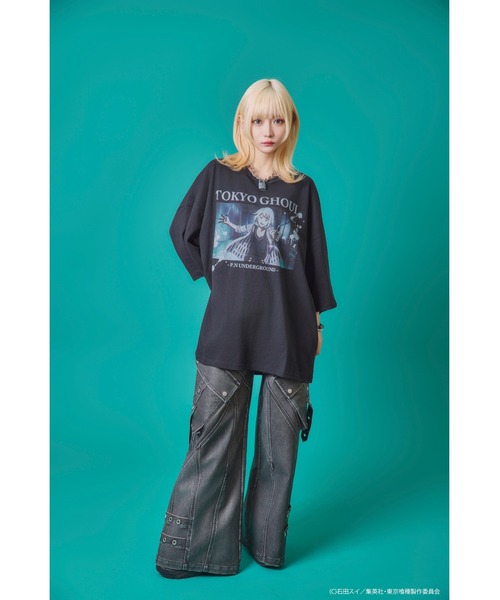 Revo.（レボ）の「『東京喰種 トーキョーグール』×『P.N UNDERGROUND ピー エヌ アンダーグラウンド』コラボ / 鈴屋什造（すずや じゅうぞう） グラフィックプリント ダメージ加工 Tシャツ（Tシャツ/カットソー・メンズ・グレー系/ホワイト/ブラック・M/L/44/46）」の15枚目の写真