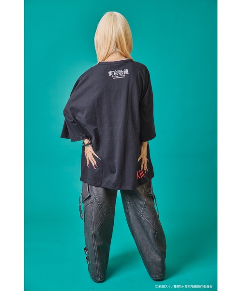 Revo.（レボ）の「『東京喰種 トーキョーグール』×『P.N UNDERGROUND ピー エヌ アンダーグラウンド』コラボ / 鈴屋什造（すずや じゅうぞう） グラフィックプリント ダメージ加工 Tシャツ（Tシャツ/カットソー・メンズ・グレー系/ホワイト/ブラック・M/L/44/46）」の16枚目の写真