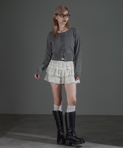 apres jour mignon(アプレジュールミニョン)の「メタルプレートクロップドカーディガン【ZOZOTOWN限定アイテム】(カーディガン/ボレロ・レディース・ブラック/グレー/ブラック系その他/杢グレー・X-LARGE/フリー)」の10枚目の写真