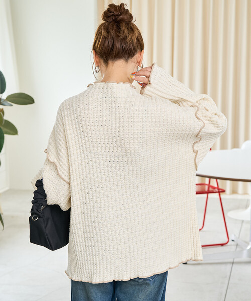 FREAK'S STORE(フリークスストア)の「限定展開 ヘビー ワッフル メロー ハイネック ニット(ニット/セーター・レディース・ネイビー/オリーブ/ブラック/ブルー/ナチュラル・フリ-)」の11枚目の写真