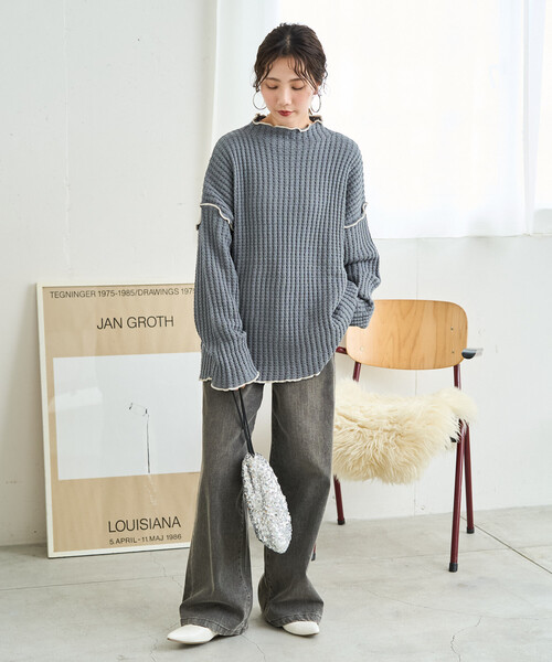 FREAK'S STORE(フリークスストア)の「限定展開 ヘビー ワッフル メロー ハイネック ニット(ニット/セーター・レディース・ネイビー/オリーブ/ブラック/ブルー/ナチュラル・フリ-)」の18枚目の写真