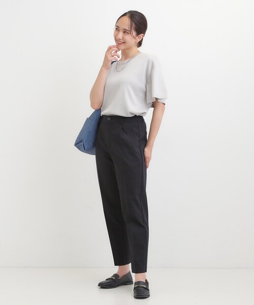 SHOO・LA・RUE(シューラルー)の「【洗濯機可/S-3L/美脚シルエット】通勤・セレモニーにも きちんと見えする ソフトスティックパンツ(その他パンツ・レディース・ブラック/ベージュ/ブルー/グレー・01/02/03/04/05)」の7枚目の写真