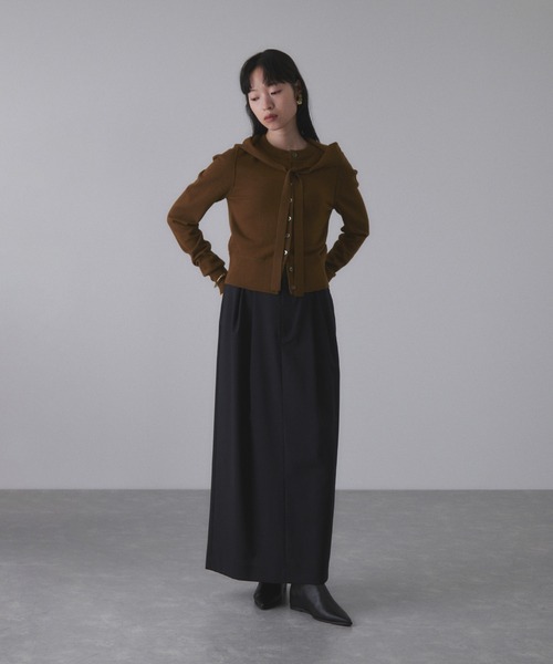 ADAM ET ROPE'（アダムエロペ）の「梳毛クルーネックカーディガンストールセット（カーディガン/ボレロ・レディース・ブラウン/グレー/イエロー/キナリ・FREE）」の6枚目の写真