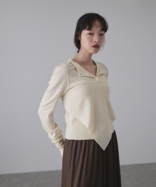 ADAM ET ROPE'（アダムエロペ）の「梳毛クルーネックカーディガンストールセット（カーディガン/ボレロ・レディース・ブラウン/グレー/イエロー/キナリ・FREE）」の9枚目の写真