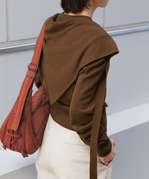 ADAM ET ROPE'（アダムエロペ）の「梳毛クルーネックカーディガンストールセット（カーディガン/ボレロ・レディース・ブラウン/グレー/イエロー/キナリ・FREE）」の21枚目の写真