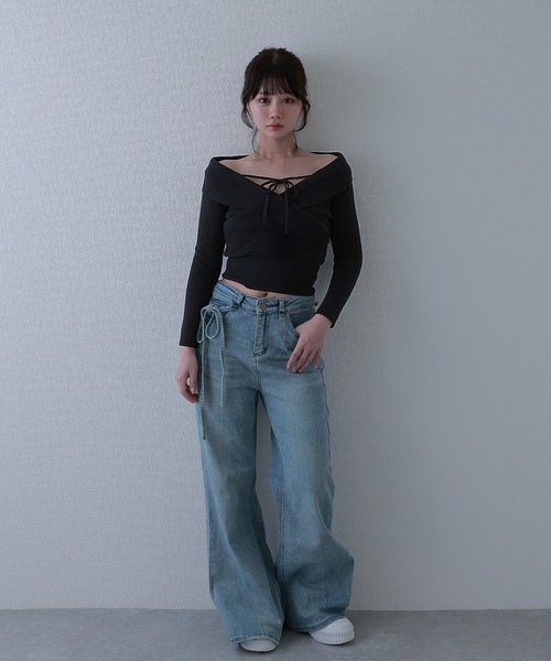 M DOLLY（エムドリー）の「semi wide serafina denim / セミワイドセラフィナデニム（デニムパンツ・レディース・ライトブルー/ブルー・M/S/XS）」の3枚目の写真