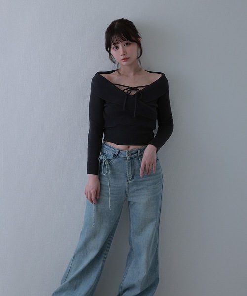 M DOLLY（エムドリー）の「semi wide serafina denim / セミワイドセラフィナデニム（デニムパンツ・レディース・ライトブルー/ブルー・M/S/XS）」の4枚目の写真