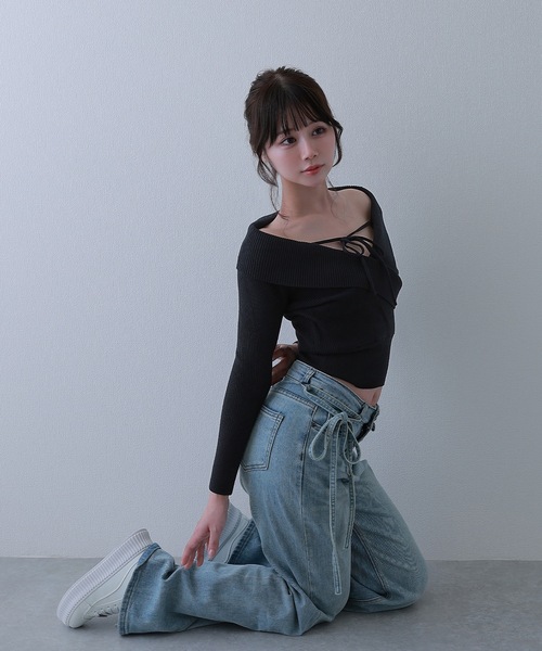 M DOLLY（エムドリー）の「semi wide serafina denim / セミワイドセラフィナデニム（デニムパンツ・レディース・ライトブルー/ブルー・M/S/XS）」の5枚目の写真