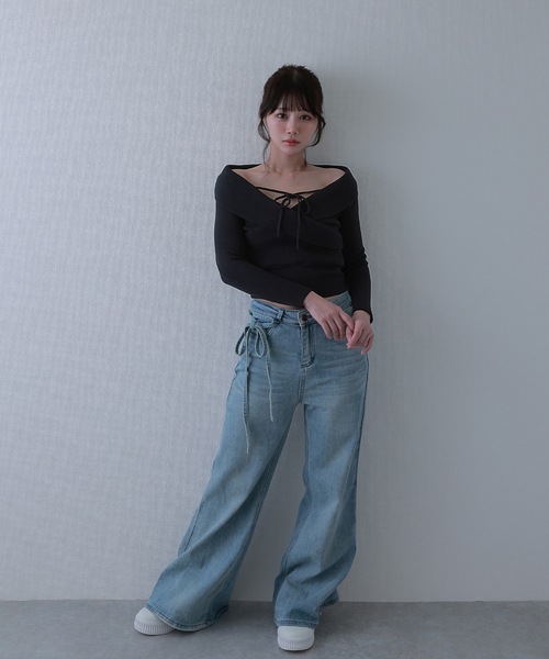 M DOLLY（エムドリー）の「semi wide serafina denim / セミワイドセラフィナデニム（デニムパンツ・レディース・ライトブルー/ブルー・M/S/XS）」の9枚目の写真