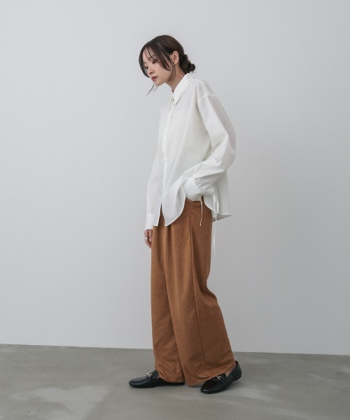 Bab（バブ）の「ダブルカラー袖リボンシャツ（シャツ/ブラウス・レディース・オフホワイト/ブルー/ブラウン・M）」の9枚目の写真