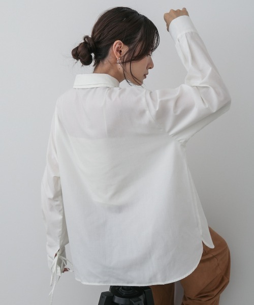 Bab（バブ）の「ダブルカラー袖リボンシャツ（シャツ/ブラウス・レディース・オフホワイト/ブルー/ブラウン・M）」の12枚目の写真