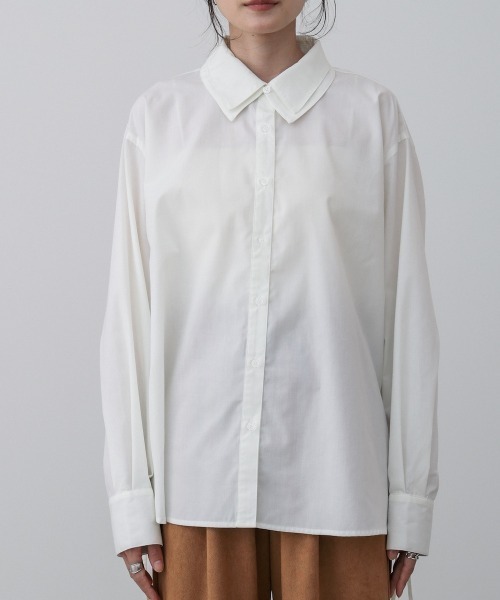 Bab（バブ）の「ダブルカラー袖リボンシャツ（シャツ/ブラウス・レディース・オフホワイト/ブルー/ブラウン・M）」の15枚目の写真