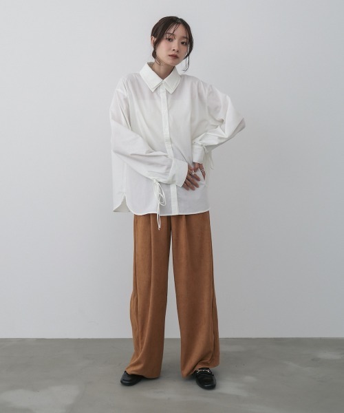 Bab（バブ）の「ダブルカラー袖リボンシャツ（シャツ/ブラウス・レディース・オフホワイト/ブルー/ブラウン・M）」の20枚目の写真